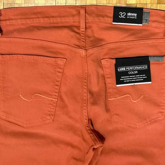 WOMENS 7 FOR ALL MANKIND SLIMMY CORAL DENIM JEANS SIZE 32/34 - Picture 3 of 6
